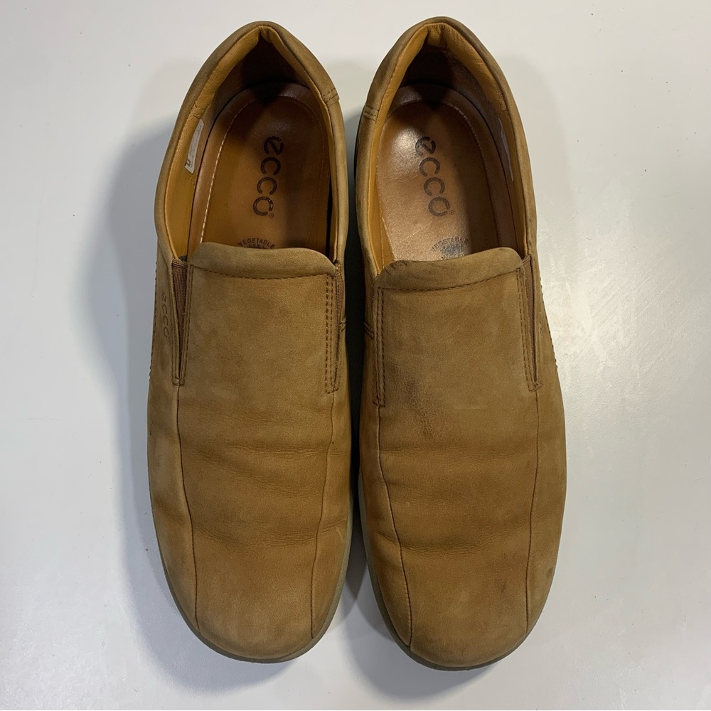 ECCO Vegetable Tanned Mens Soft Slip-On Shoes Tan Suede Leather Loafers 40/9.5